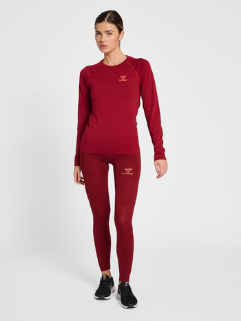 hmlONGRID HW SEAMLESS TIGHTS WO, RHUBARB, model