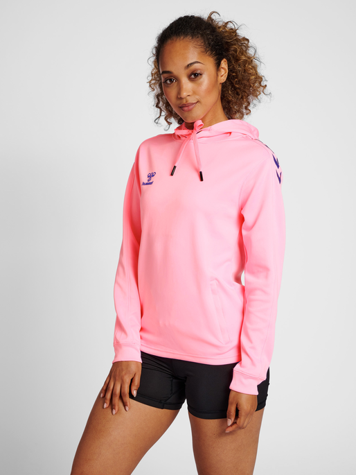 hmlCORE XK POLY SWEAT HOODIE WOMAN, COTTON CANDY, model