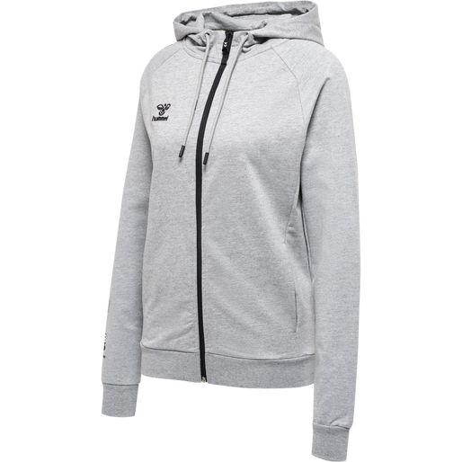 hmlMOVE GRID COTTON ZIP HOODIE WOMA, GREY MELANGE, packshot