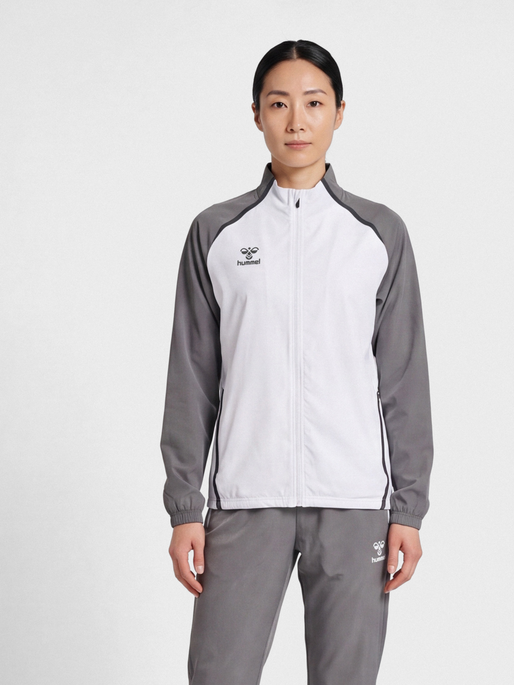 hmlLEAD 2.0  WOVEN JACKET WOMAN, WHITE/STEEL GRAY, model