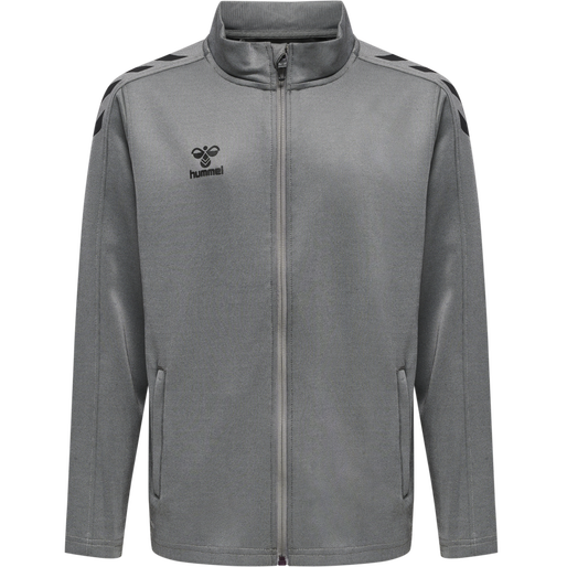 hmlCORE XK POLY ZIP SWEAT KIDS, GREY MELANGE, packshot