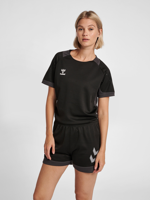 hmlLEAD WOMENS S/S POLY JERSEY, BLACK, model