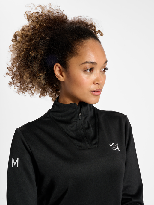 hmlCOURT HALF ZIP L/S WOMAN, BLACK, model