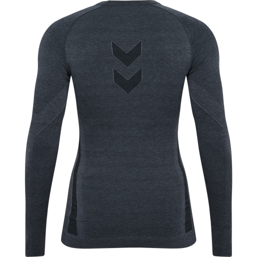hmlTE MIKE SEAMLESS T-SHIRT L/S, BLACK/ASPHALT MELANGE hmlTE MIKE SEAMLESS T-SHIRT L/S, BLACK/ASPHALT MELANGE, packshot