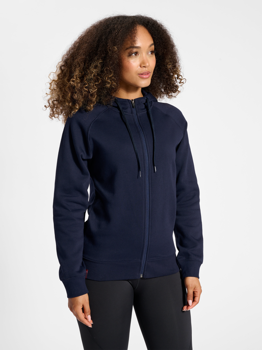 hmlRED CLASSIC ZIP HOODIE WOMAN, MARINE, model