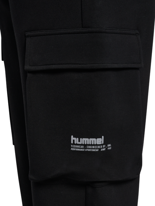 hmlTECH FLEECE LOOSE CARGO PANTS, BLACK, packshot