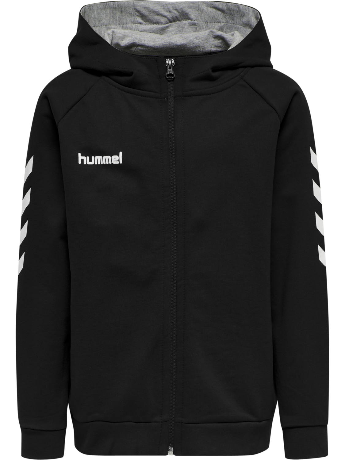 HMLGO KIDS COTTON ZIP HOODIE, BLACK, packshot