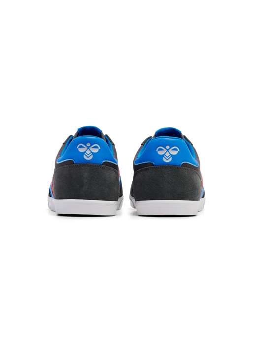 HUMMEL SLIMMER STADIL LOW, CASTLEROCK/RIBBONRED/BRIL BLUE, packshot