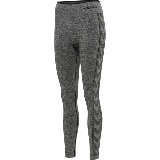 hmlMT UNA SEAMLESS MID WAIST TIGHTS, BLACK MELANGE, packshot