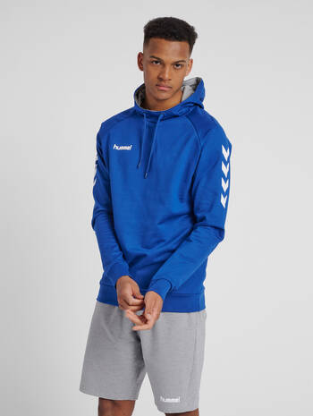 HMLGO COTTON HOODIE, TRUE BLUE, model