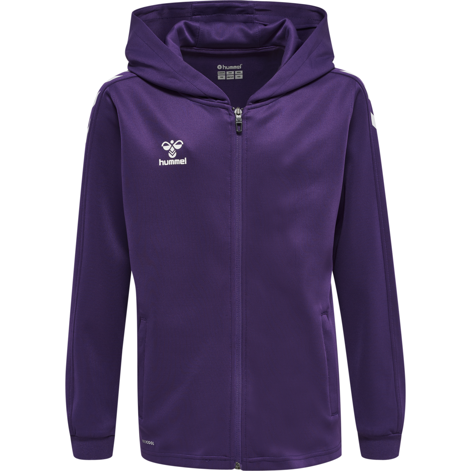 hmlCORE XK POLY ZIP HOOD SWEAT KIDS, ACAI/WHITE, packshot