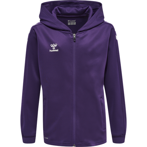 hmlCORE XK POLY ZIP HOOD SWEAT KIDS, ACAI/WHITE, packshot