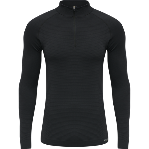 hmlSTROKE SEAMLESS HALF ZIP, BLACK hmlSTROKE SEAMLESS HALF ZIP, BLACK, packshot