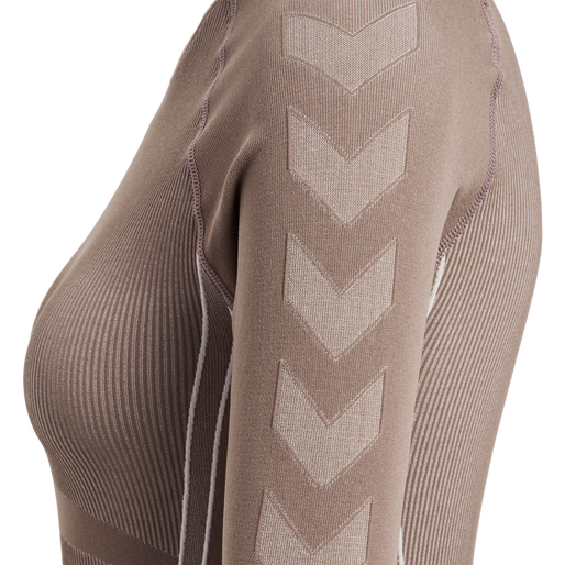 hmlTE CHRISTEL SEAMLESS T-SHIRT L/S, CHATEAU GRAY/DRIFTWOOD MELANGE, packshot