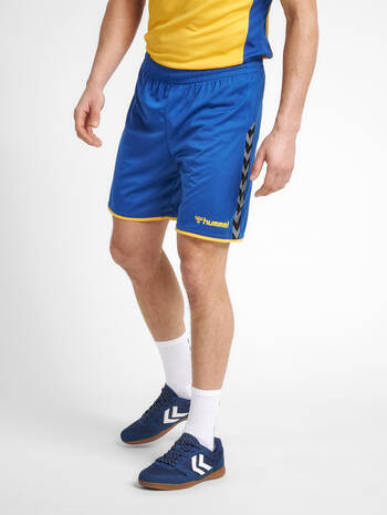 hmlAUTHENTIC POLY SHORTS, TRUE BLUE/SPORTS YELLOW, model