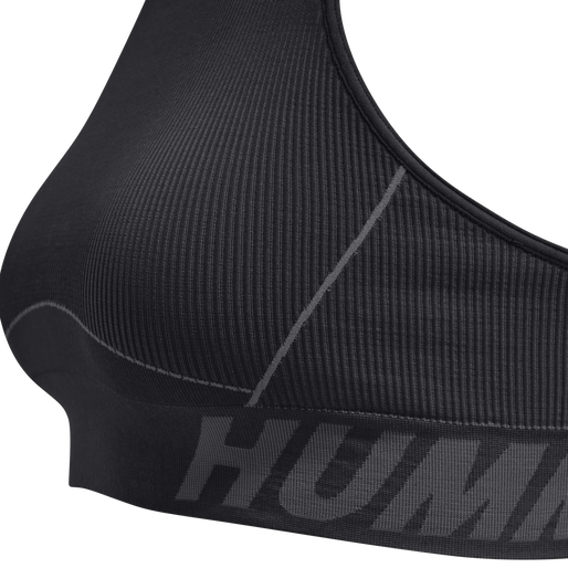 hmlTE CHRISTEL SEAMLESS SPORTS TOP, BLACK/ASPHALT MELANGE, packshot