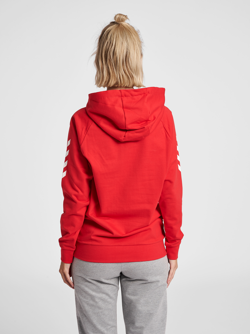 HMLGO COTTON HOODIE WOMAN, TRUE RED, model