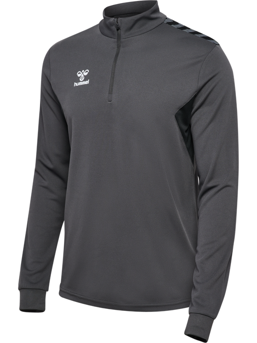 hmlAUTHENTIC HALF ZIP SWEAT, ASPHALT, packshot