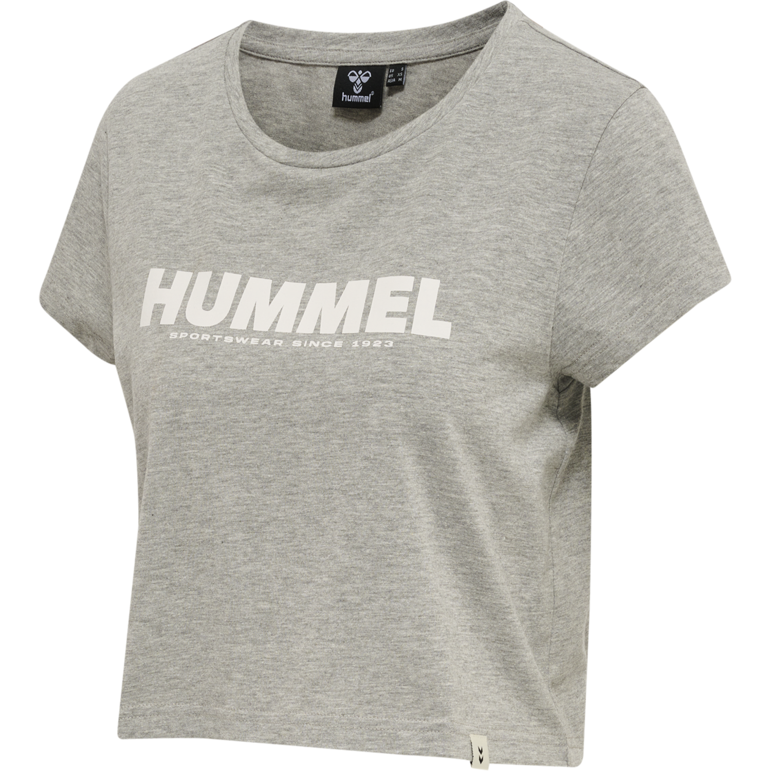 hmlLEGACY WOMAN CROPPED T-SHIRT, GREY MELANGE, packshot