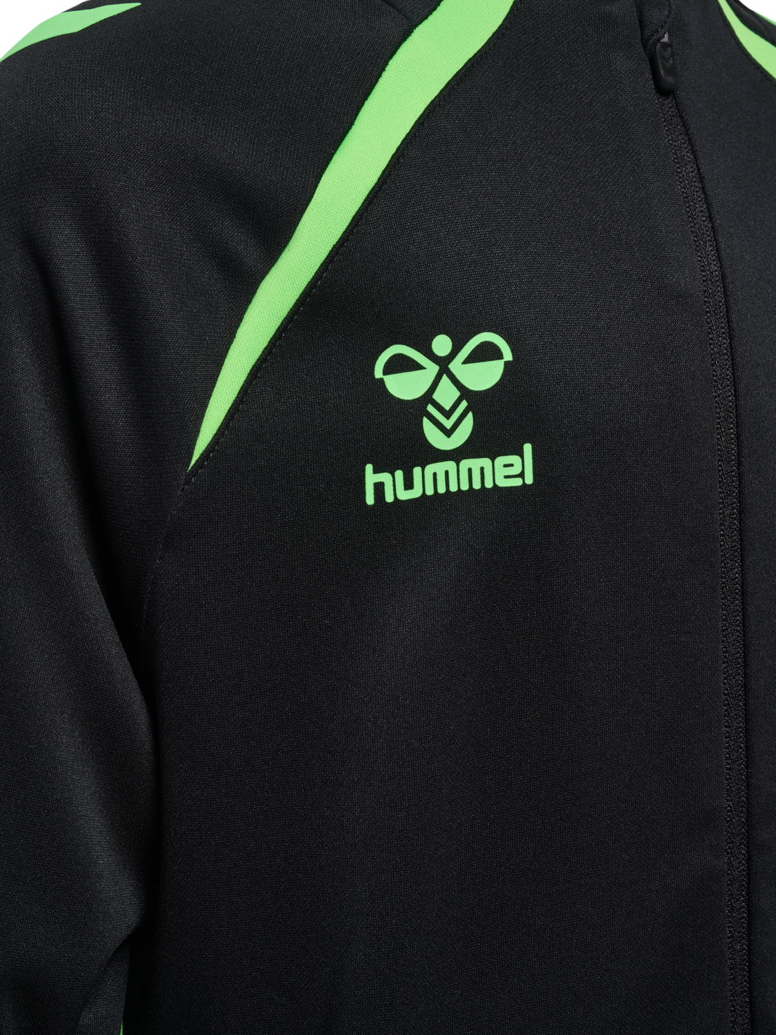 hmlLEAD 2.0 TRACK ZIP JACKET KIDS, BLACK/GREEN GECKO, packshot