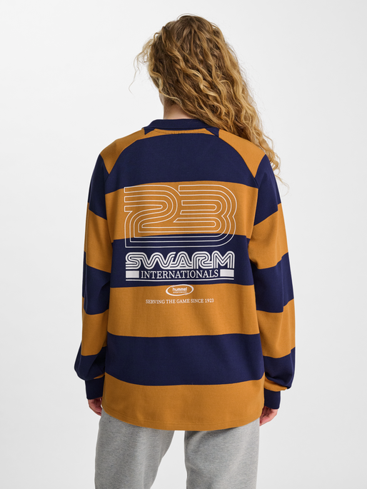 hmlLOOSE STRIPED POLO L/S, ASTRAL AURA, model