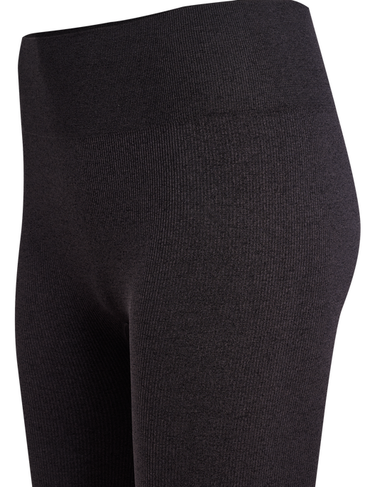 hmlYOGA SEAMLESS RIB MW TIGHTS, BLACK MELANGE, packshot