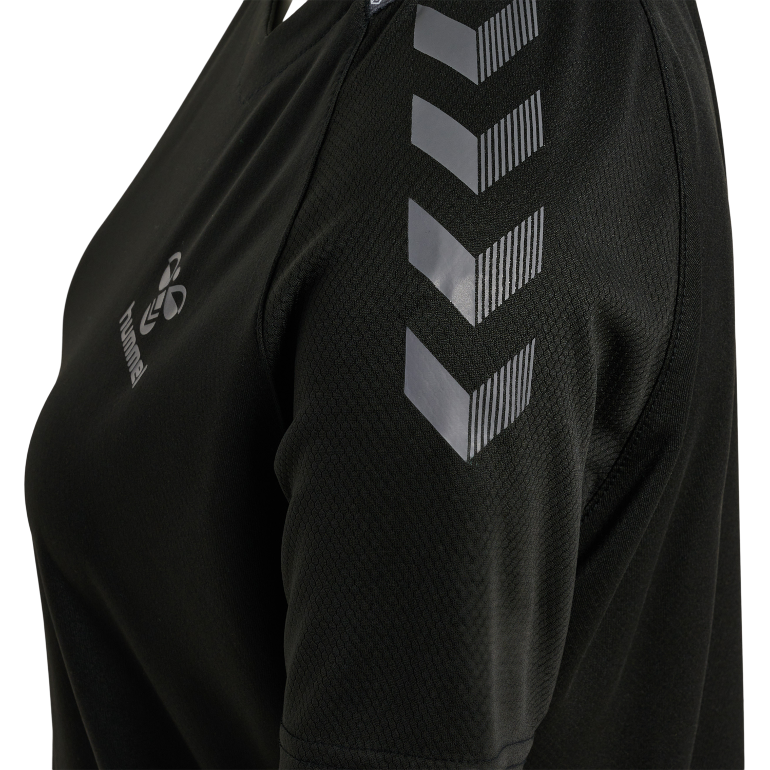 hmlONGRID POLY JERSEY S/S WO, JET BLACK/FORGED IRON, packshot