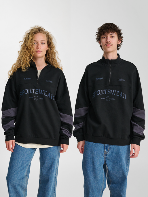 hmlOVERSIZED HALFZIP SW, BLACK/EBONY, model