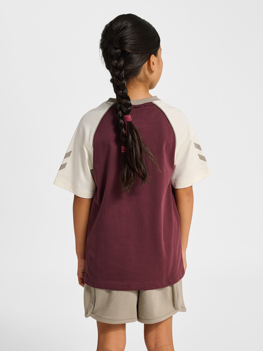 hmlJR REG V-NECK BEES T-SHIRT S/S, VINEYARD WINE, model