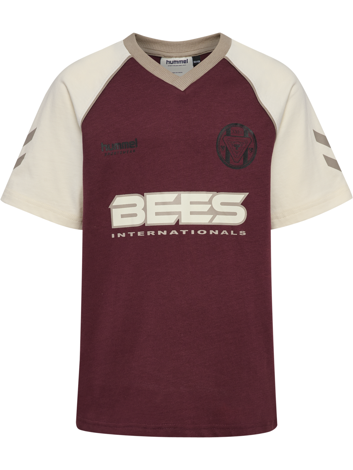 hmlJR REG V-NECK BEES T-SHIRT S/S, VINEYARD WINE, packshot