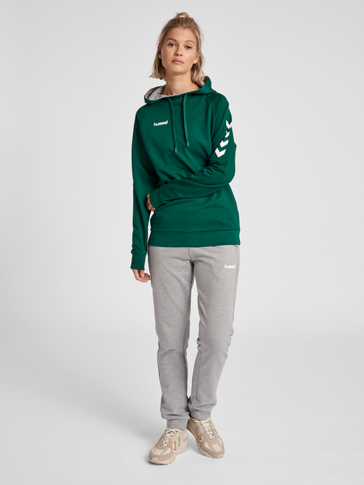 HMLGO COTTON HOODIE WOMAN, EVERGREEN, model