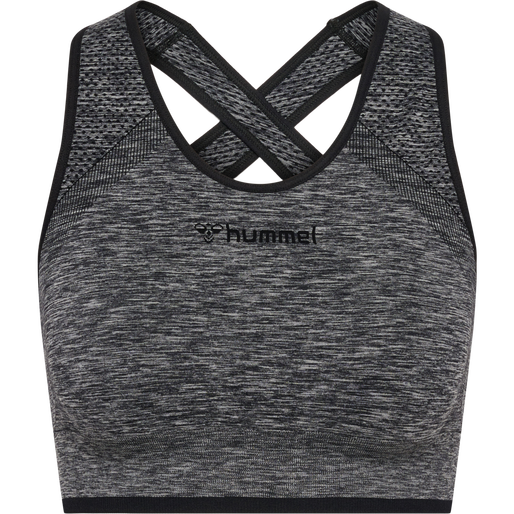 hmlMT UNA SEAMLESS SPORTS TOP, BLACK MELANGE hmlMT UNA SEAMLESS SPORTS TOP, BLACK MELANGE, packshot