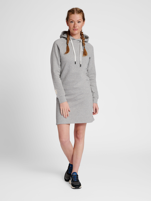 hmlGG12 SWEAT DRESS WOMAN, GREY MELANGE, model