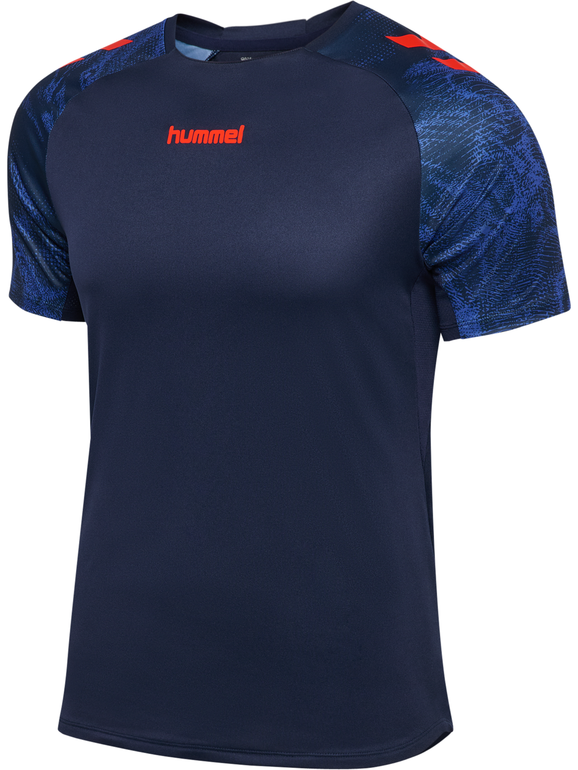 hmlBLAZE26 PRO TRAINING JERSEY S/S, MARINE/CHERRY TOMATO, packshot