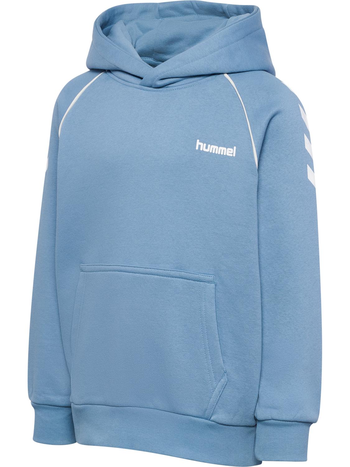 hmlJR LOOSE CHEVRON HOODIE, FADED DENIM, packshot