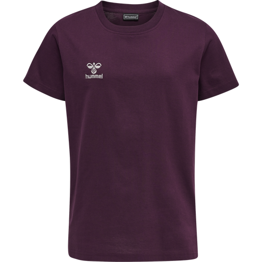 hmlMOVE GRID COTTON T-SHIRT S/S KID, GRAPE WINE, packshot