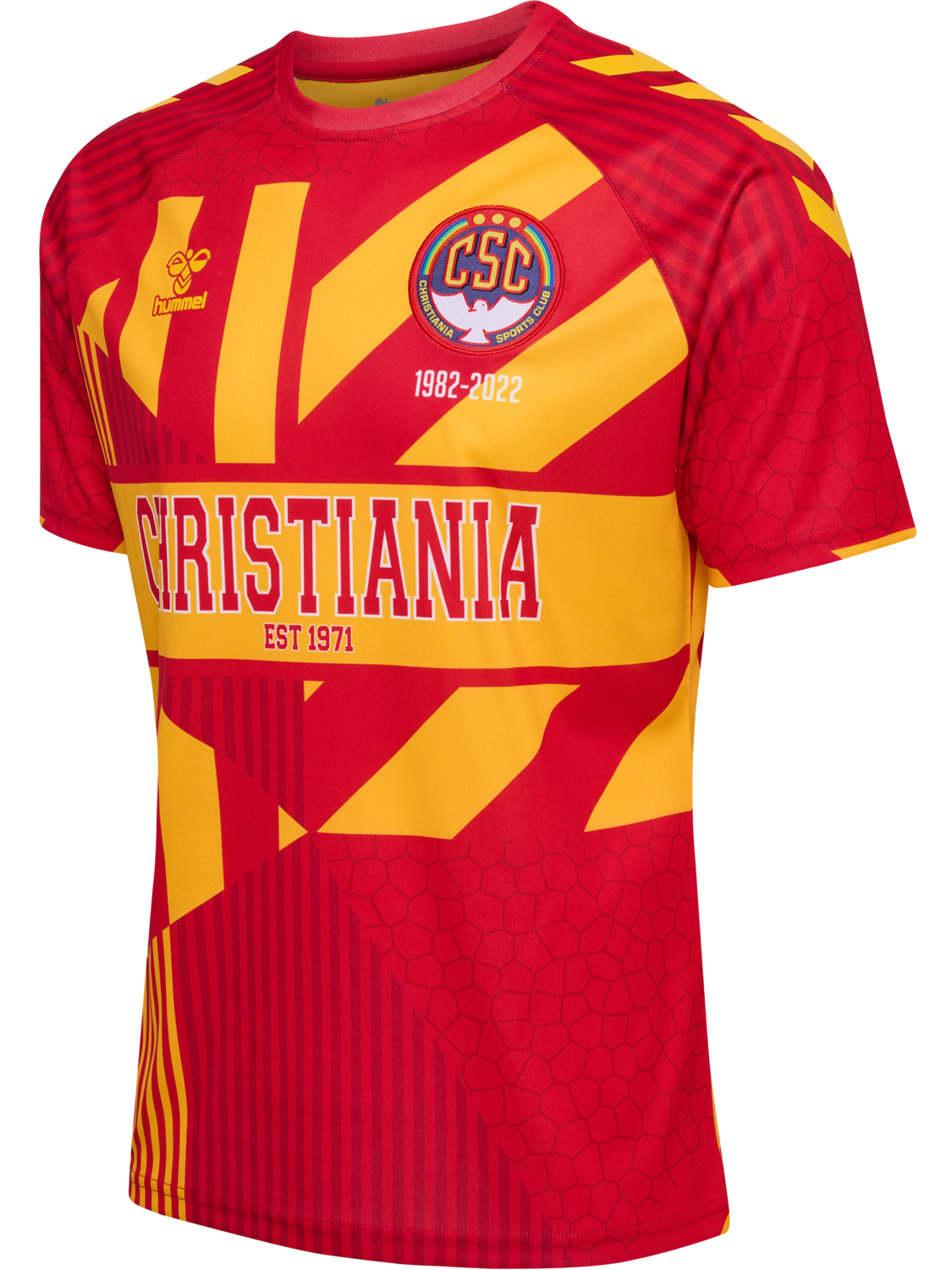 CSC 23/24 ANNIVERSARY JERSEY S/S, TRUE RED/SPORTS YELLOW, packshot