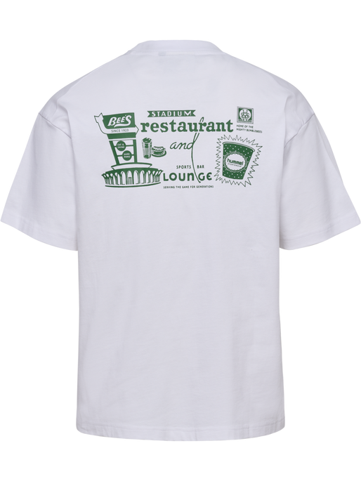 hmlLOOSE T-SHIRT S/S BEES STADIUM, WHITE/EDEN, packshot