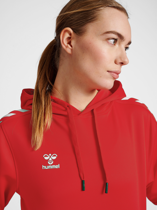 hmlCORE XK POLY SWEAT HOODIE WOMAN, TRUE RED, model