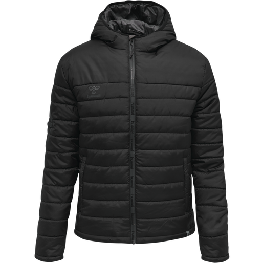 hmlNORTH QUILTED HOOD JACKET, BLACK/ASPHALT, packshot