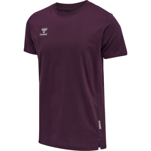 hmlMOVE GRID COTTON T-SHIRT S/S, GRAPE WINE, packshot