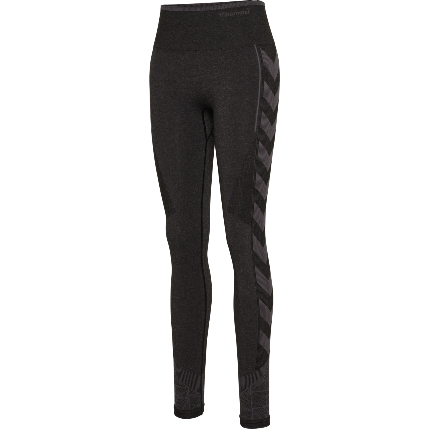 hmlMT ENERGY SEAMLESS HW TIGHTS, BLACK/ASPHALT MELANGE, packshot