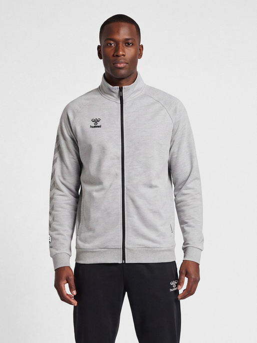 hmlMOVE GRID COTTON ZIP JACKET, GREY MELANGE, model