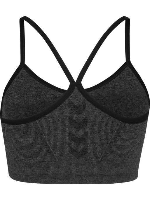 hmlCI SEAMLESS SCRUNCH SPORTS BRA, BLACK MELANGE hmlCI SEAMLESS SCRUNCH SPORTS BRA, BLACK MELANGE, packshot