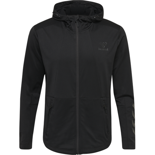 hmlASTON ZIP HOODIE, BLACK, packshot