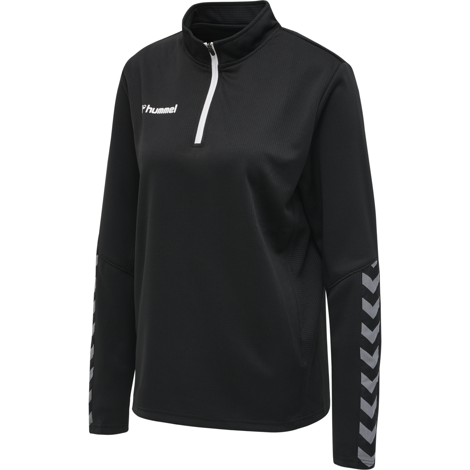 hmlAUTHENTIC HALF ZIP SWEATSHIRT WO, BLACK/WHITE, packshot
