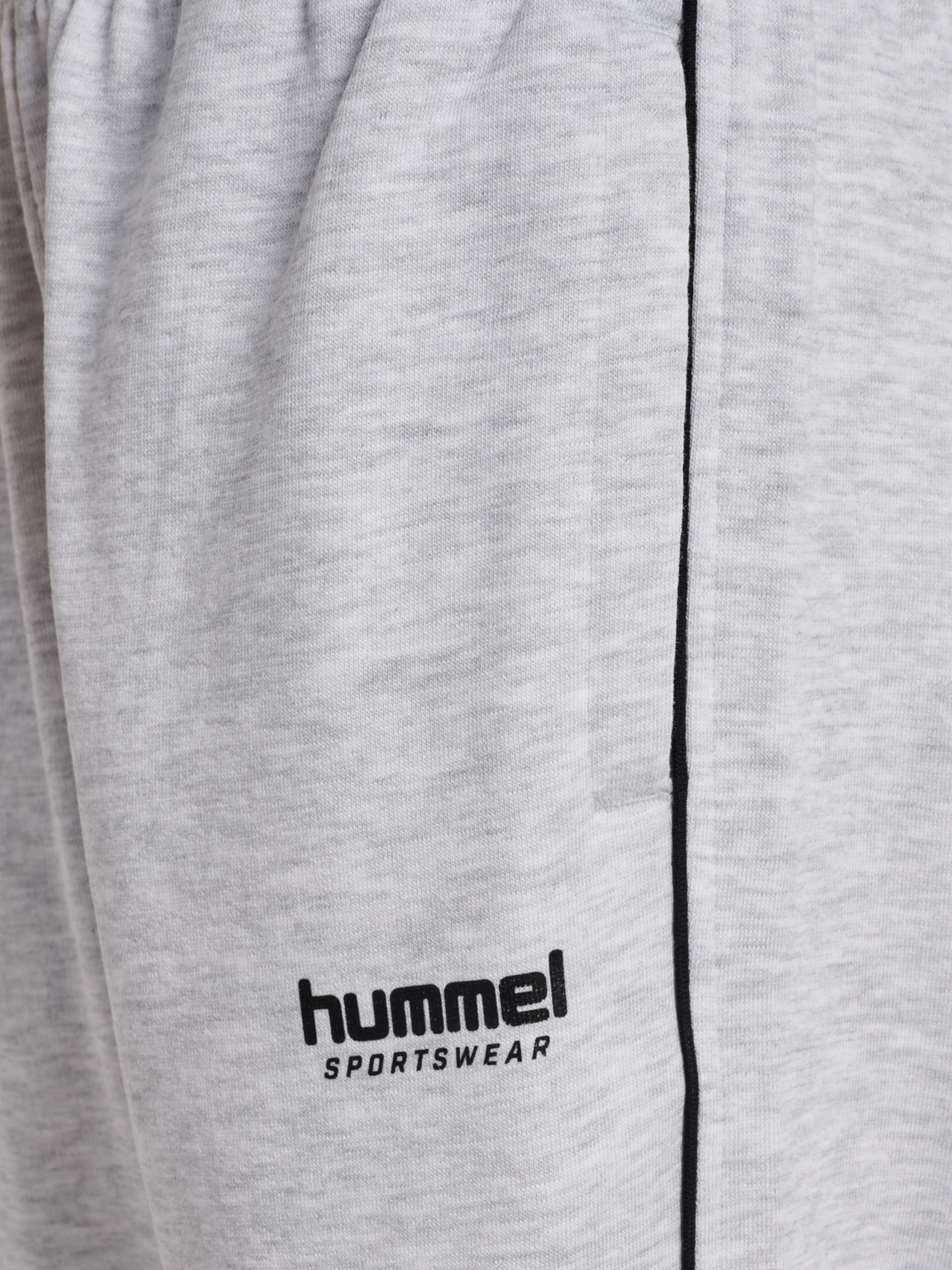 hmlJR LOOSE SWEATPANT PIPING, LIGHT GREY MELANGE/BLACK, packshot