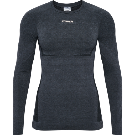 hmlTE MIKE SEAMLESS T-SHIRT L/S, BLACK/ASPHALT MELANGE hmlTE MIKE SEAMLESS T-SHIRT L/S, BLACK/ASPHALT MELANGE, packshot