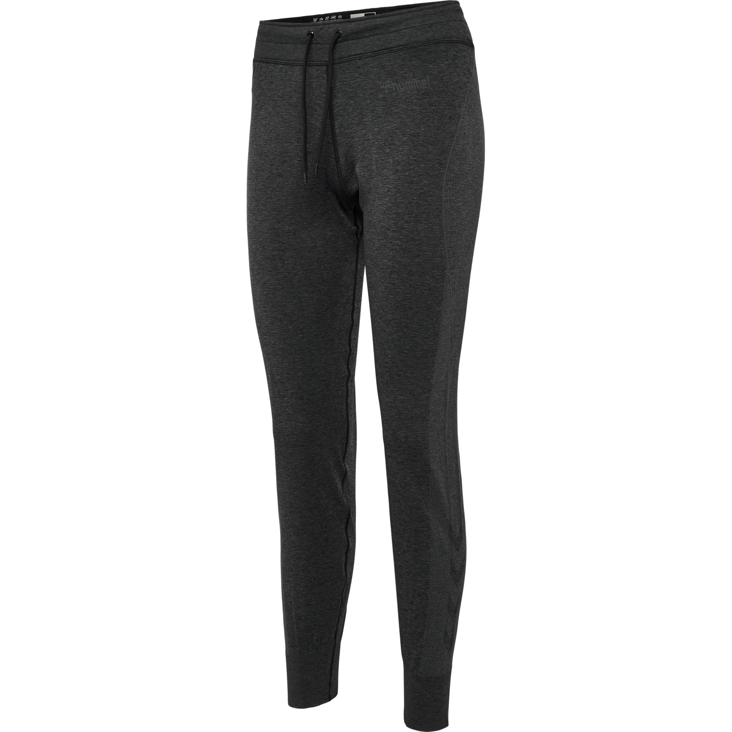 hmlMT HANA SEAMLESS TAPERED PANTS, BLACK MELANGE, packshot