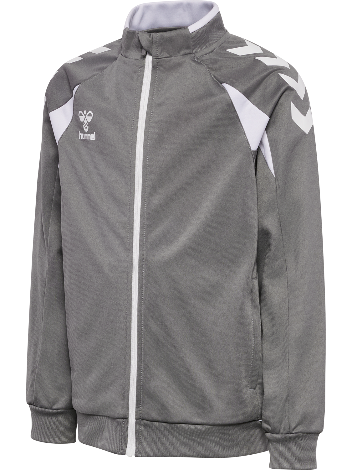 hmlCORE 2.0 TRACK ZIP JACKET KIDS, STEEL GRAY/WHITE, packshot